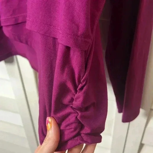 Xersion Quick-Dri Long Sleeve Crisscross Athletic Top Size XXL Berry Purple - Picture 4 of 9